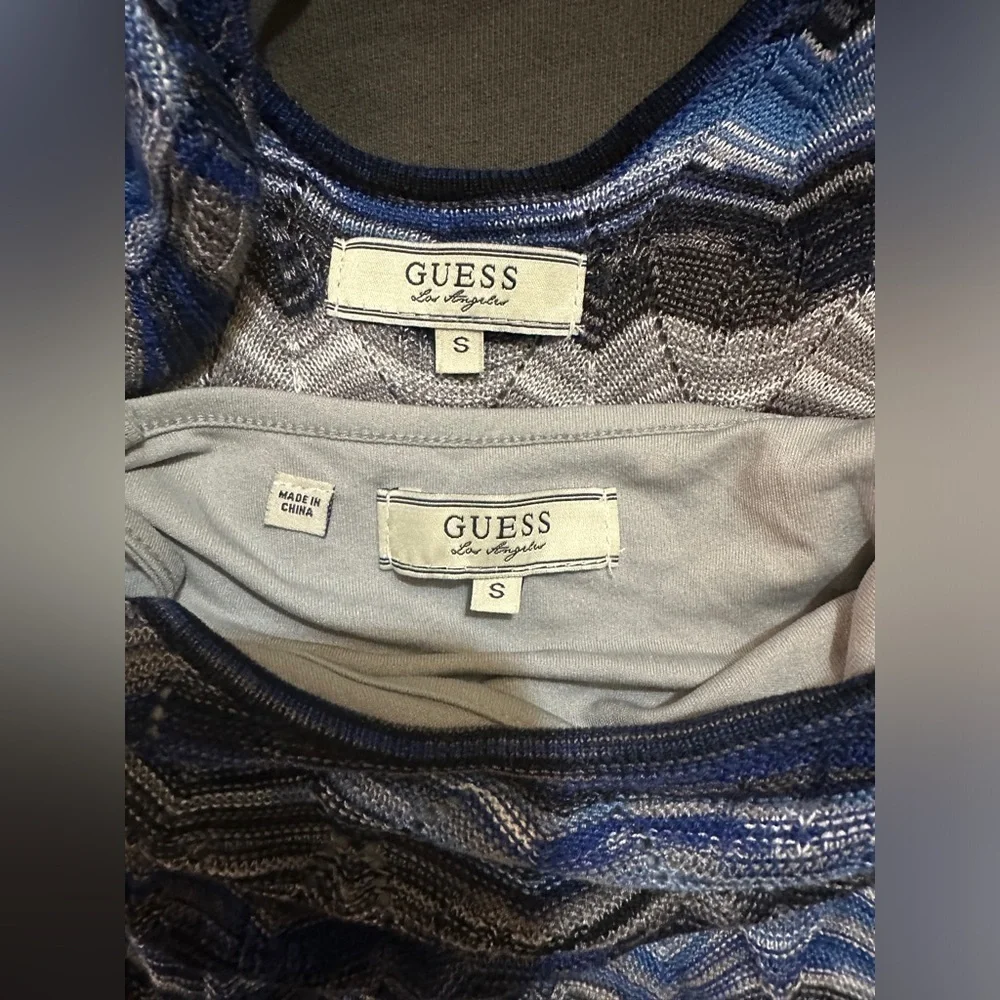 Guess Los Angeles Layered Crochet Style Chevron Dress Women’s Small - Picture 9 of 10